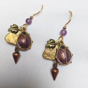 Ladybug and leaf nature inspired earrings 🌈